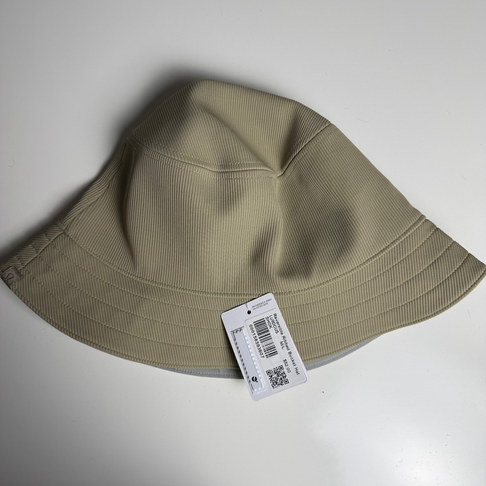 Lululemon Reversible Ribbed Bucket Hat Shifting Khaki Grey LU9DOUS Size M/L NWT